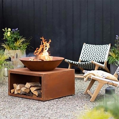 Rejilla ardiente de madera al aire libre del registro de Pit Corten Steel Fireplace With de la hoguera del metal