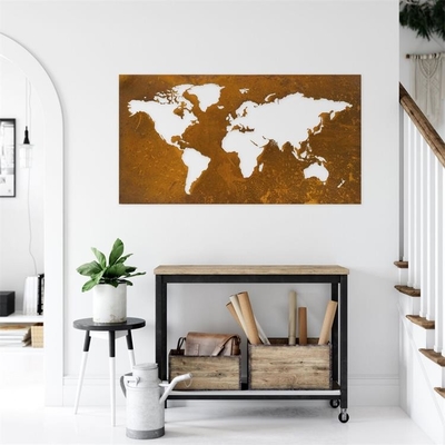 Arte de la pared de Rusty Corten Metal World Map de la decoración