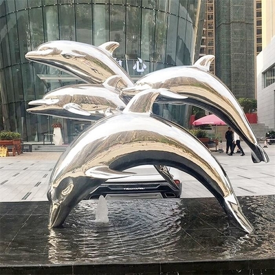 Contemporáneo animal de acero inoxidable de la escultura del delfín de tamaño natural animal de Fuxin