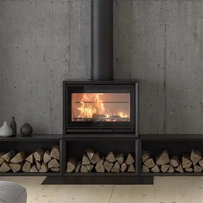 Estufa ardiendo de madera interior de Heater Matt Black Freestanding Steel Fireplace