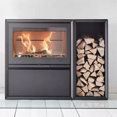 Estufa ardiendo de madera interior de Heater Matt Black Freestanding Steel Fireplace
