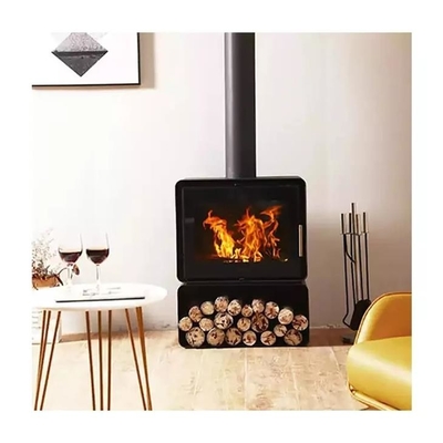 Estufa ardiendo de madera interior de Heater Matt Black Freestanding Steel Fireplace