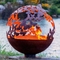 la bola de los 80cm Dia Butterfly Theme Corten Steel formó el fuego Pit For Patio Heater