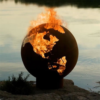 Hoyo ardiente de madera del fuego de la esfera del metal del globo de acero del fuego de Corten de la tierra de 36 pulgadas