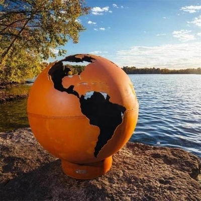 Hoyo ardiente de madera del fuego de la esfera del metal del globo de acero del fuego de Corten de la tierra de 36 pulgadas