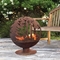 Chimenea floral rústica del globo del fuego del acero de Corten del estilo de la esfera para el calentador portátil