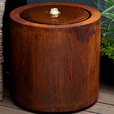 Decoración pobre al aire libre de acero de la fuente de agua de Corten de la capa freática redonda