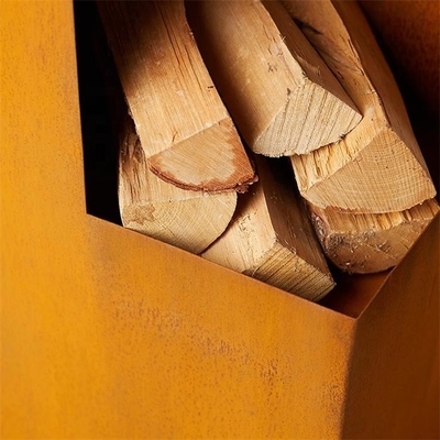 Madera rectangular de Rusty Corten Steel Outdoor Fireplace que quema Chiminea