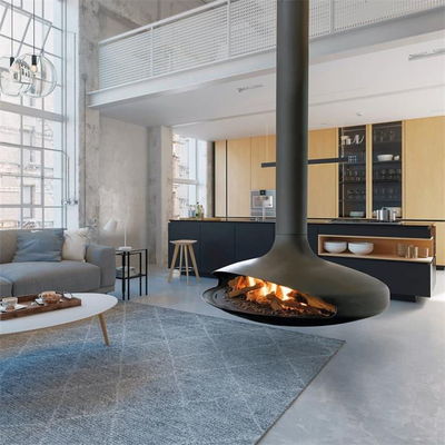 El techo negro moderno decorativo interior montó la chimenea colgante suspendida