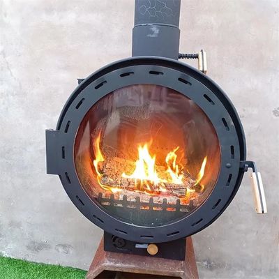 Estufa suspendida montada en el techo de la chimenea giratoria de leña decorativa